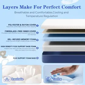 768771672153 TRIPIE Mattress Bed Gel Infused Memory Fo #2