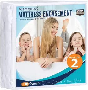 UB1284 UTOPIA BEDDING Zippered Mattress Encasement Queen Pack