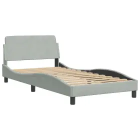 373267 VIDAXL Bed Frame Light Velvet Wood Single