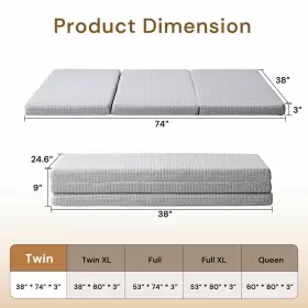 810141711242 WELLOS Mattress Memory Foam Guest Floor Folding #3