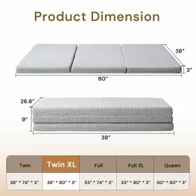 810141711259 WELLOS Mattress Memory Foam Guest Floor Folding #3