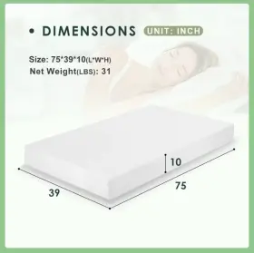 77736 XMSU Twin Gel Memory Foam Mattress #3