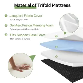 850068776290 ZIBBIZO Fold Memory Foam Mattress Single Floor #2