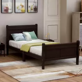 GT-93743294 ZNTS Wood Platform Bed Twin Frame Mattress Sleigh