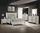 White Mist Finish 5pc Queen Size Bed Set Vertical Channel Tufted Upholstery