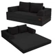 Futon Sofa Bed Convertible Folding Black Corduroy with Pillows COMAX Foldable