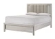 1pc Queen Size Bed Mist White Finish Sleek Linear Details Plush Upholstered Head