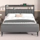 Full/Queen/King Metal Bed Frame with Starry Sky Lights and Storage Headboard