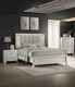 White Mist Finish 3pc Queen Bed Chest Nightstand Set Vertical Channel Tufted