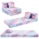 Foldable Futon Sofa Bed Rainbow Unicorn Tri fold Kids Chair MeMoreCool Glow