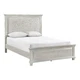 Avy Queen Size Bed with Padded Upholstered Headboard- Mist Gray Pine