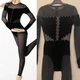 WEISSMAN Elite Dance Costume black Velvet Illusion Unitard rhinestone V12241 SA