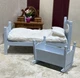 Dollhouse Miniature Artisan Blue Wood Bed &  Matching Cradle 1:12 W Mattress&rsquo;s
