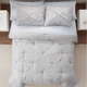 Serta King Comforter Set 7-piece Simply Clean Pleated Bed in A Bag Gray Sheets