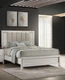 White Mist Finish 1pc Queen Size Panel Bed Vertical Channel Tufted