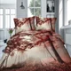 Cute Red Mist Maple Forest 3D Quilt Duvet Doona Cover Set Pillow case Print
