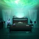 Upholstered Full/Queen/King Bed Frame with Starry Sky Light and Charging Station
