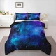 Purple Galaxy Comforter Set, Moon Star Bedding Queen, Starry Night Duvet Cover