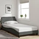vidaXL Bed Frame with Headboard Dark Gray 39dot4 In x74dot8 In Twin Fabric
