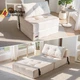 MAXYOYO Folding Sofa Bed, Convertible Bed with High-Density Large, Beige