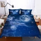 3D Starry Moon Clouds Blue Quilt Cover Set Duvet Cover Bedding Pillowcases