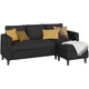 Shintenchi L Shaped Sectional Sofa Couch,Convertible Dark Black/Corduroy