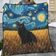 Starry Night Black Cat Quilt, Whimsical Celestial Lightweight Breathable Blanket