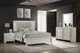 White Mist Finish 4pc Queen Size Bed Set Vertical Channel Tufted Upholstery
