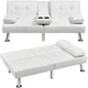 Yaheetech Convertible Sofa Bed Adjustable Couch 31.5D X 62.5W X 28H", White