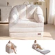 Folding Sofa Bed 2 in 1 Convertible Bean Bag Chair Floor Lounger Beige MAXYOYO