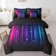 Geometric Ombre 7-Piece Queen Bedding Set with Galaxy Starry Sky Design
