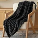 Queen Size Soft Fleece Blanket 90x90 White 3D Ribbed Jacquard Cozy Throw for Bed