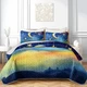 QOOMO Starry Night Kids Quilt Set Full Queen Size, 3 Full/Queen,