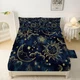 Sun and Moon Sheets Sets Queen Size 4 Pcs Celestial Starry Galaxy Boho Fitted Sh