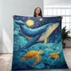 Whale Ocean Quilt Blanket Sea Turtle Nautical Starry Night Coastal Home Decor