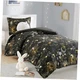  Kids Full Comforter Set, Celestial Metallic Starry Full/Queen Charcoal/Gold