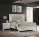 White Mist Finish 3pc Queen Size Bed 2x Nightstand Set Vertical Channel Tufted