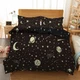 Black Starry Sky 3D Printing Duvet Quilt Doona Covers Pillow Case Bedding Sets