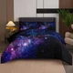 5 Pieces Galaxy Comforter Set Queen Size Space Blue and Purple Starry Sky Nig...