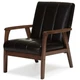 Baxton Studio Nikko Faux Leather Accent Chair in Dark Brown and Walnut
