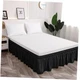 Toodou Easy to Install Wrap Around Bed Skirt Three Fabric Twin 16" Drop Black
